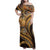 Hawaiian Hibiscus Tribal Vintage Motif Family Matching Off Shoulder Maxi Dress and Hawaiian Shirt Ver 4