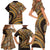 Hawaiian Hibiscus Tribal Vintage Motif Family Matching Short Sleeve Bodycon Dress and Hawaiian Shirt Ver 4