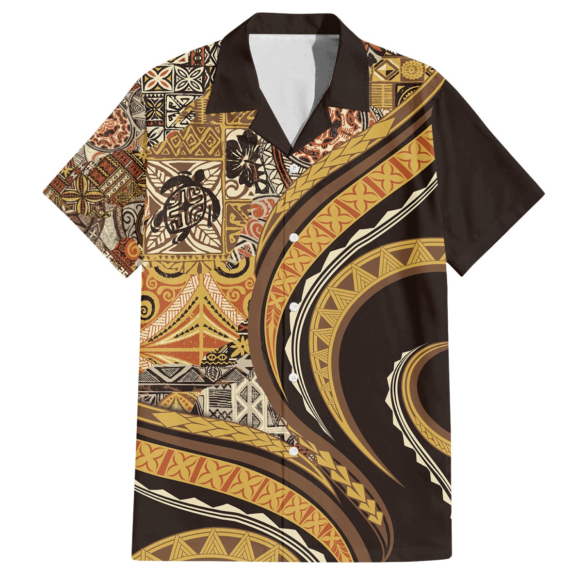 Hawaiian Hibiscus Tribal Vintage Motif Family Matching Tank Maxi Dress and Hawaiian Shirt Ver 4