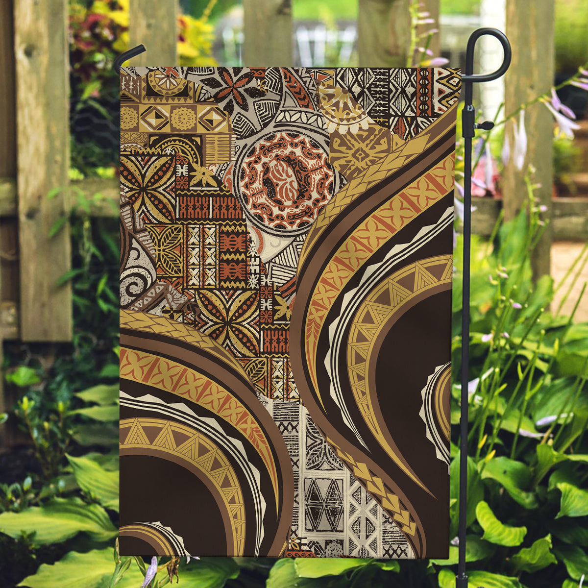 Hawaiian Hibiscus Tribal Vintage Motif Garden Flag Ver 4 LT9 Garden Flag Gold - Polynesian Pride