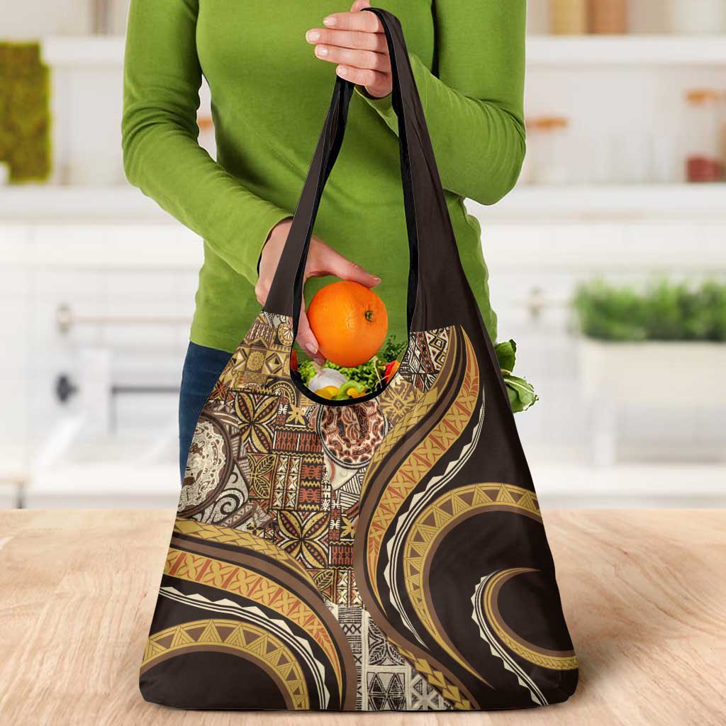 Hawaiian Hibiscus Tribal Vintage Motif Grocery Bag Ver 4 LT9 - Polynesian Pride