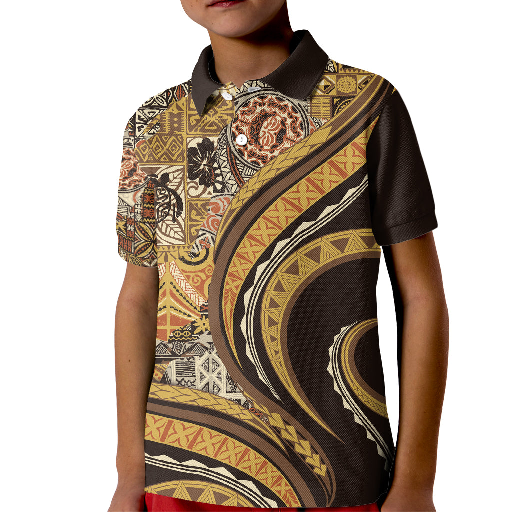 Hawaiian Hibiscus Tribal Vintage Motif Kid Polo Shirt Ver 4