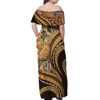 Hawaiian Hibiscus Tribal Vintage Motif Off Shoulder Maxi Dress Ver 4 LT9 - Polynesian Pride