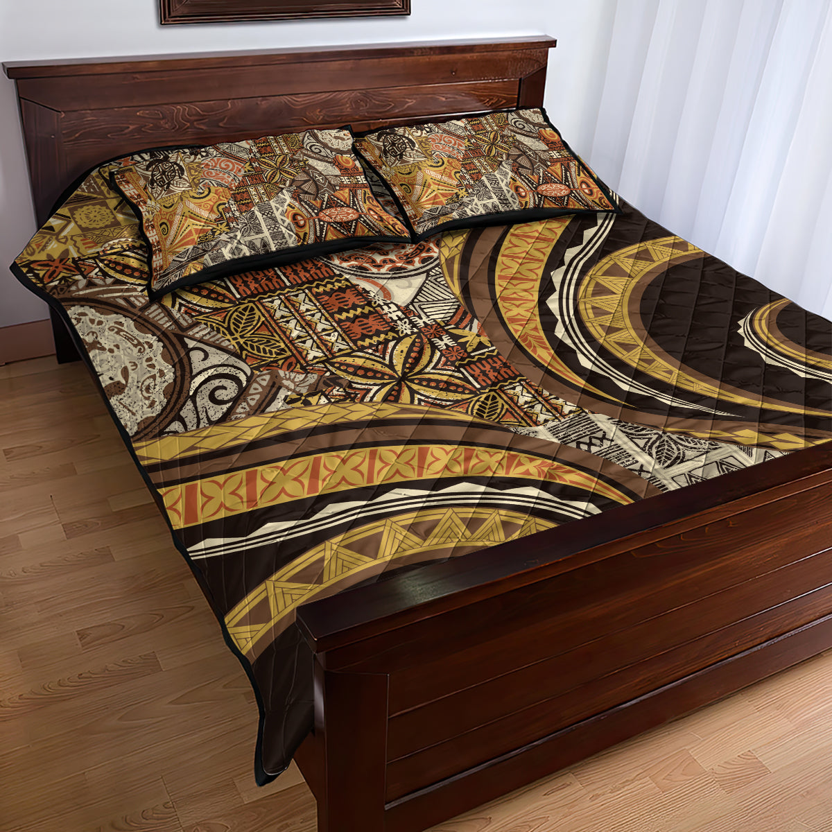 Hawaiian Hibiscus Tribal Vintage Motif Quilt Bed Set Ver 4 LT9 - Polynesian Pride