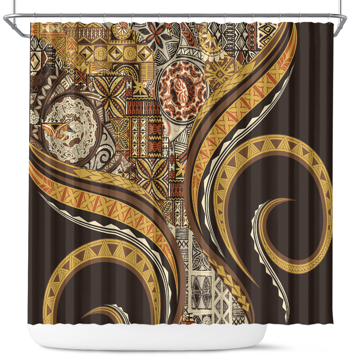 Hawaiian Hibiscus Tribal Vintage Motif Shower Curtain Ver 4