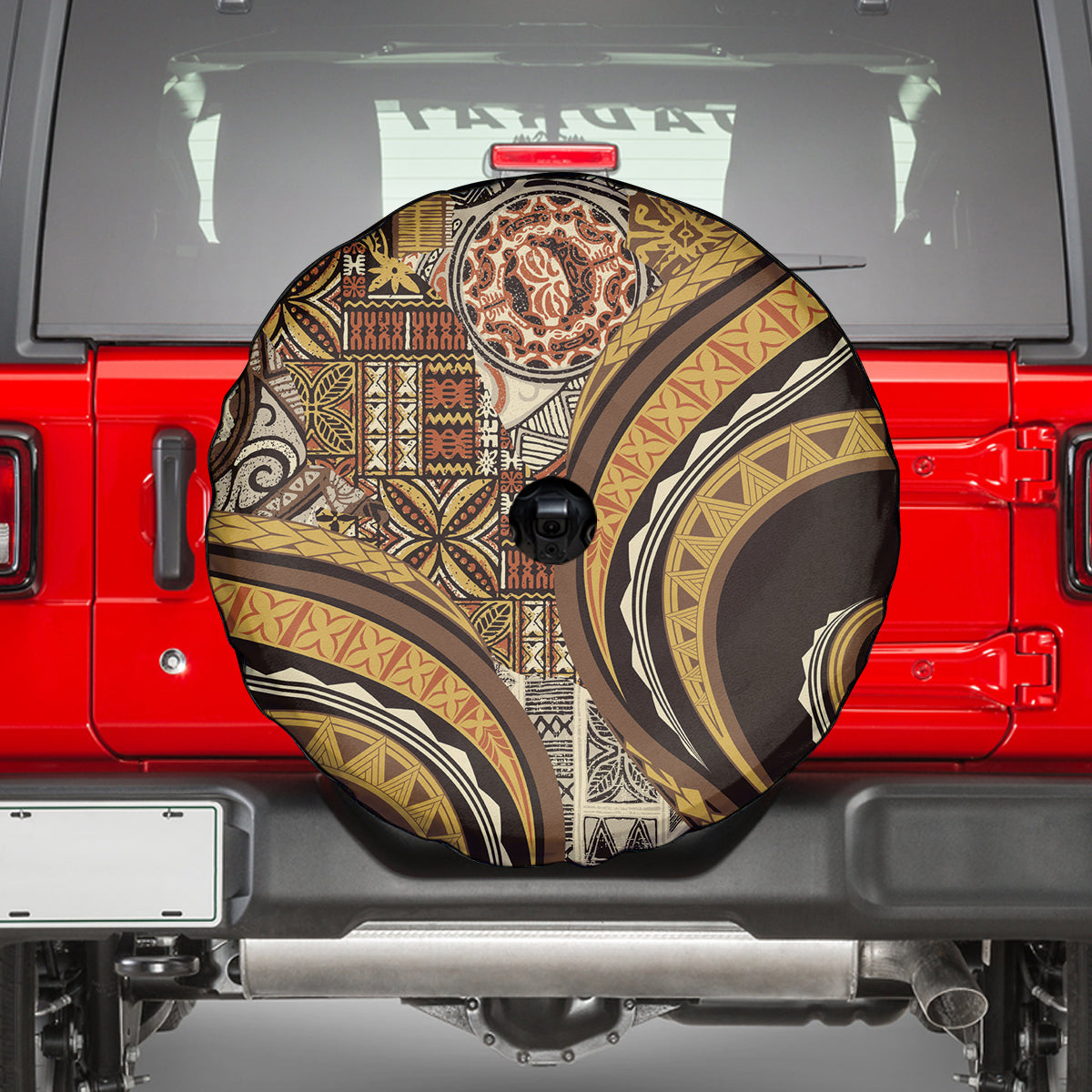 Hawaiian Hibiscus Tribal Vintage Motif Spare Tire Cover Ver 4 LT9 - Polynesian Pride