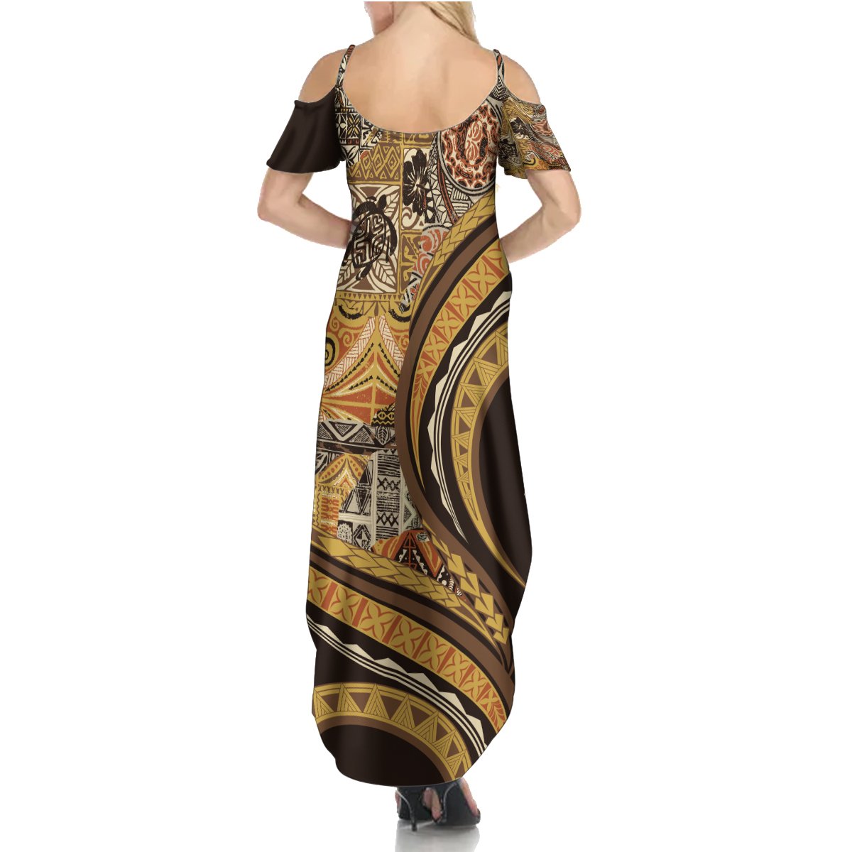 Hawaiian Hibiscus Tribal Vintage Motif Summer Maxi Dress Ver 4 LT9 - Polynesian Pride