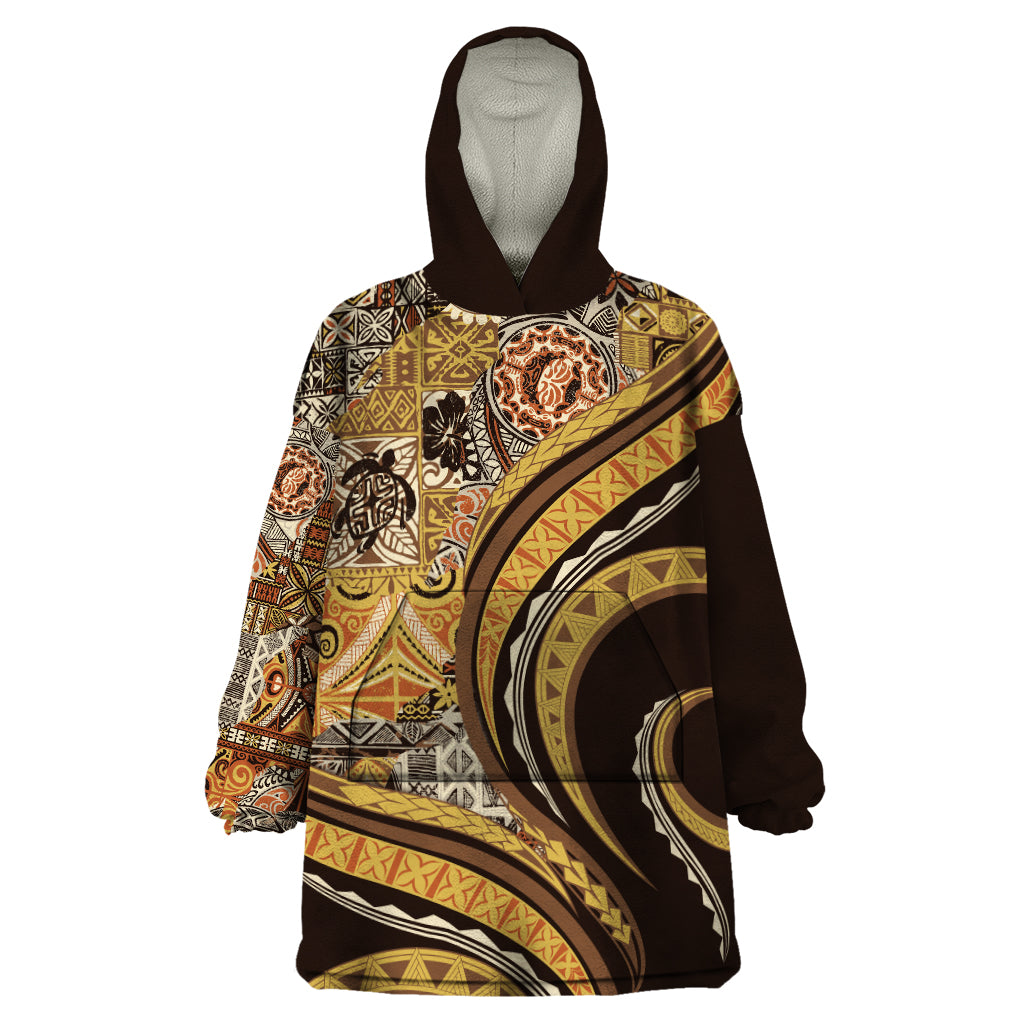 Hawaiian Hibiscus Tribal Vintage Motif Wearable Blanket Hoodie Ver 4