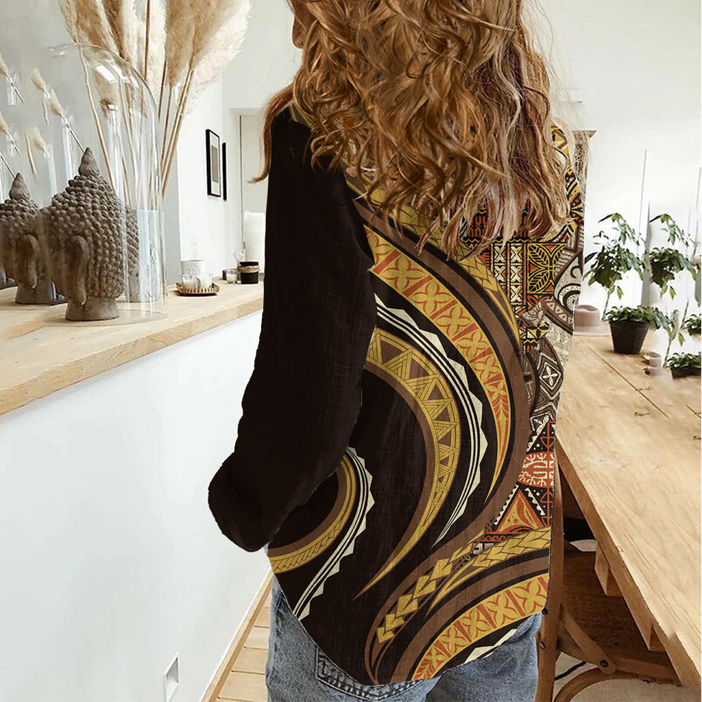 Hawaiian Hibiscus Tribal Vintage Motif Women Casual Shirt Ver 4