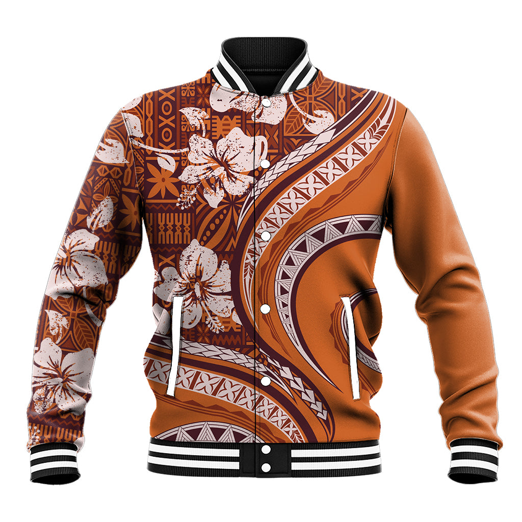 Hawaiian Hibiscus Tribal Vintage Motif Baseball Jacket Ver 5 LT9 Unisex Gold - Polynesian Pride