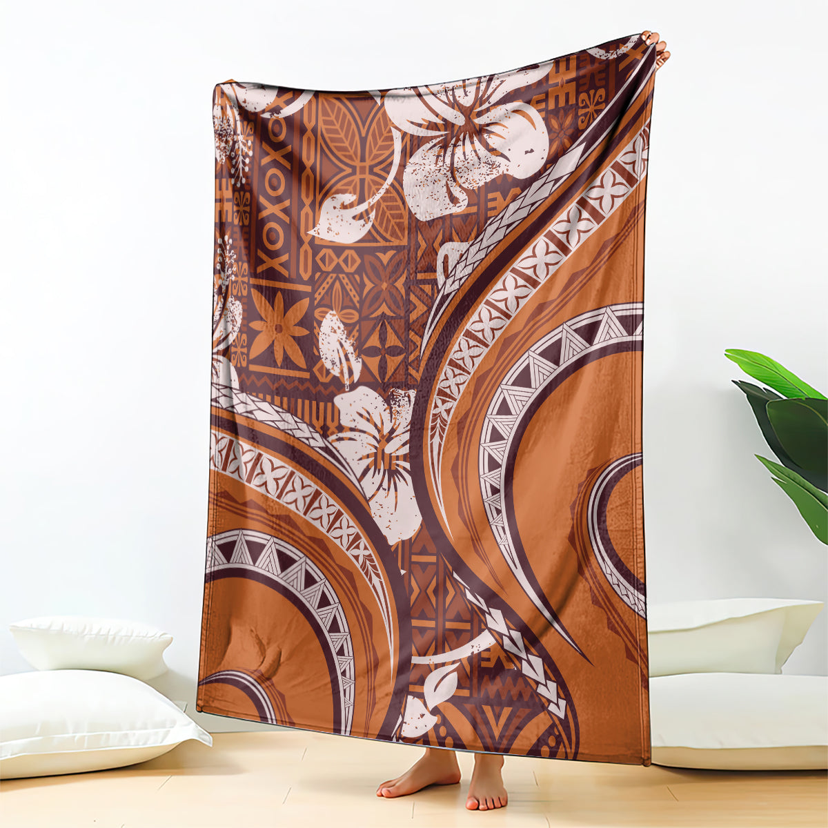 Hawaiian Hibiscus Tribal Vintage Motif Blanket Ver 5 LT9 - Polynesian Pride