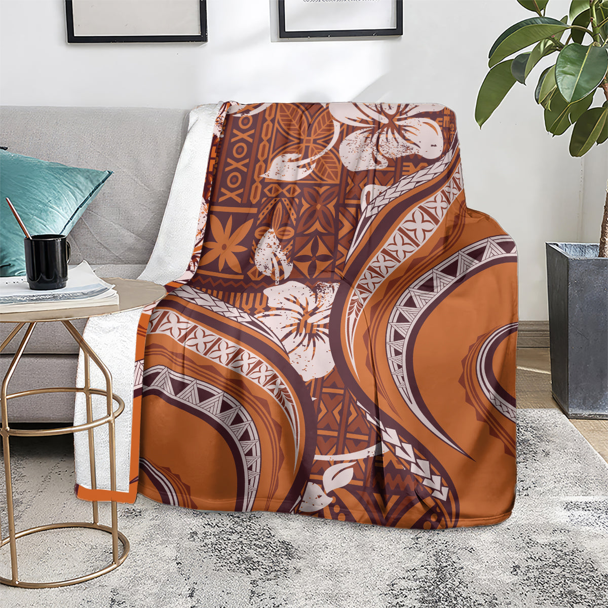 Hawaiian Hibiscus Tribal Vintage Motif Blanket Ver 5 LT9 - Polynesian Pride