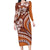 Hawaiian Hibiscus Tribal Vintage Motif Family Matching Long Sleeve Bodycon Dress and Hawaiian Shirt Ver 5