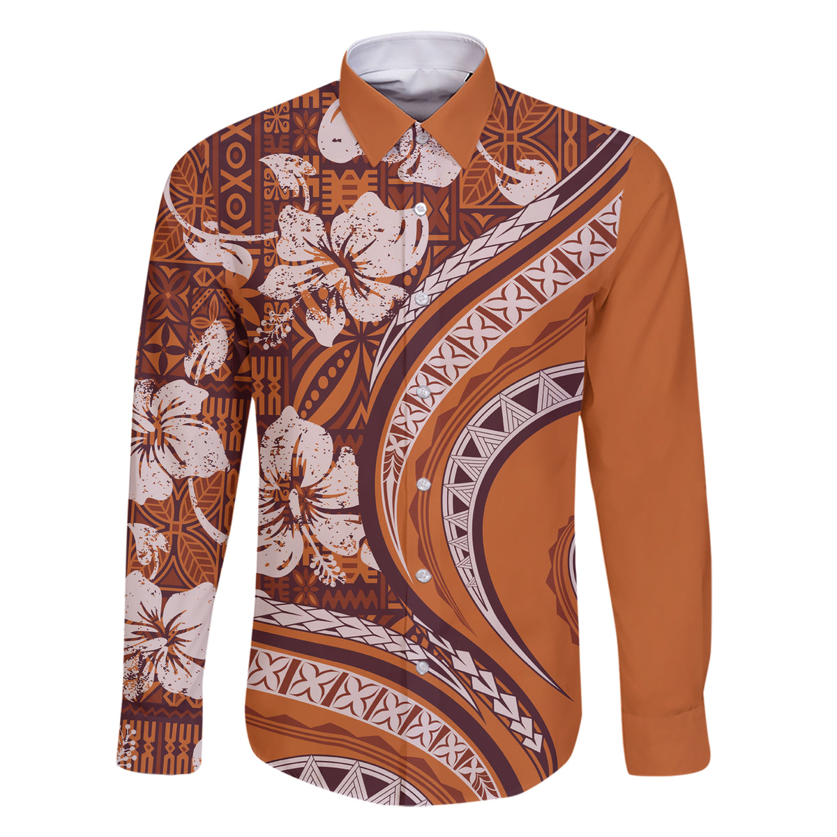 Hawaiian Hibiscus Tribal Vintage Motif Family Matching Short Sleeve Bodycon Dress and Hawaiian Shirt Ver 5