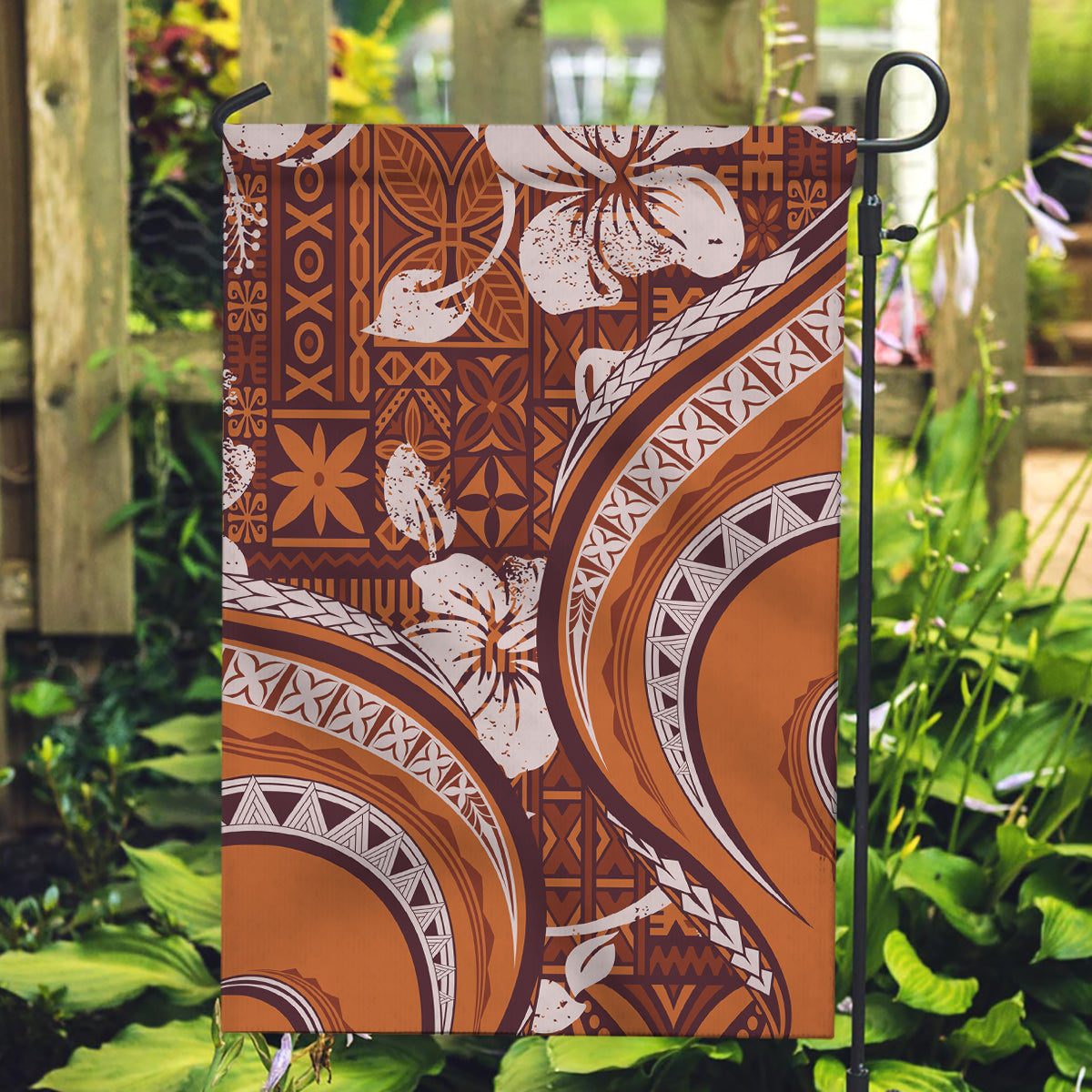 Hawaiian Hibiscus Tribal Vintage Motif Garden Flag Ver 5 LT9 Garden Flag Gold - Polynesian Pride