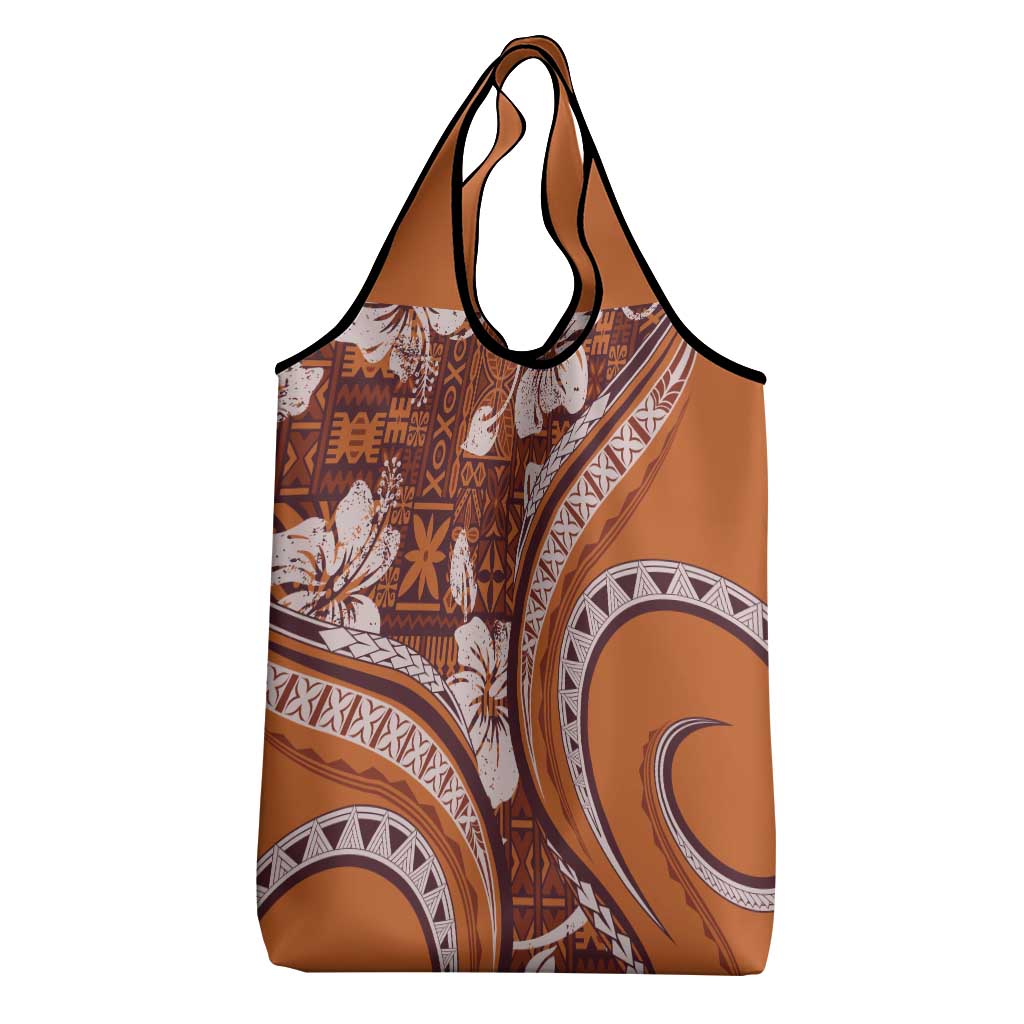 Hawaiian Hibiscus Tribal Vintage Motif Grocery Bag Ver 5 LT9 - Polynesian Pride