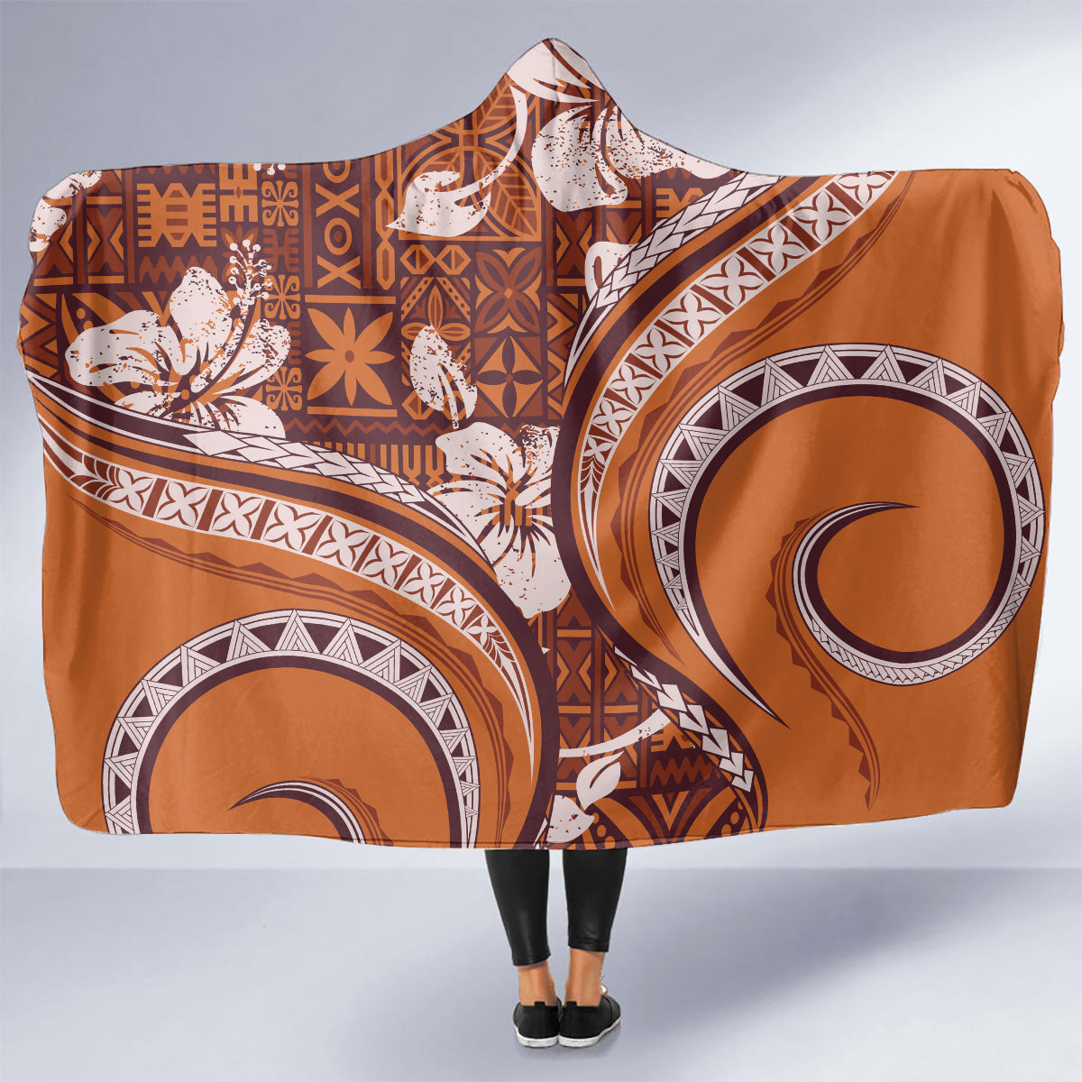 Hawaiian Hibiscus Tribal Vintage Motif Hooded Blanket Ver 5 LT9 - Polynesian Pride