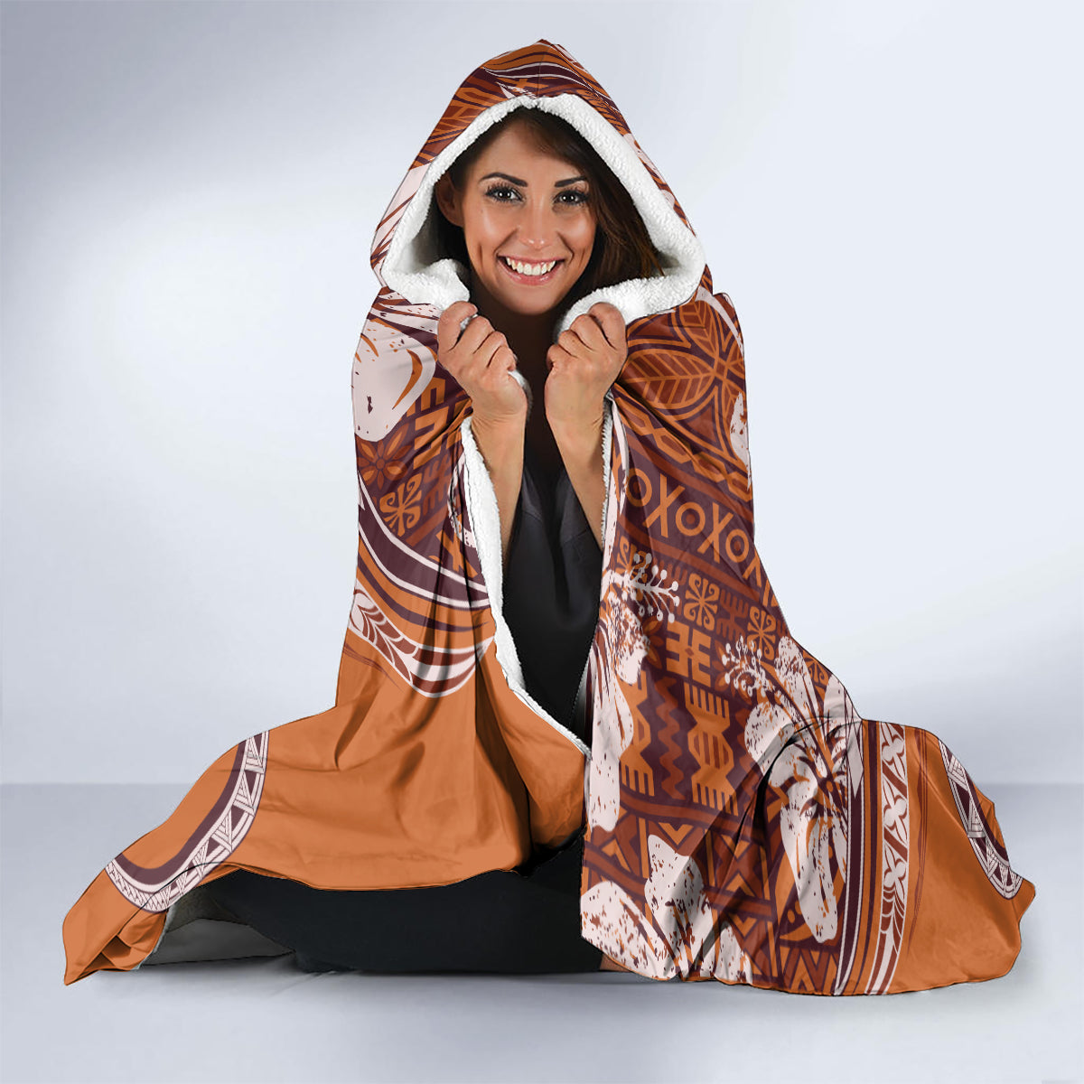 Hawaiian Hibiscus Tribal Vintage Motif Hooded Blanket Ver 5 LT9 - Polynesian Pride