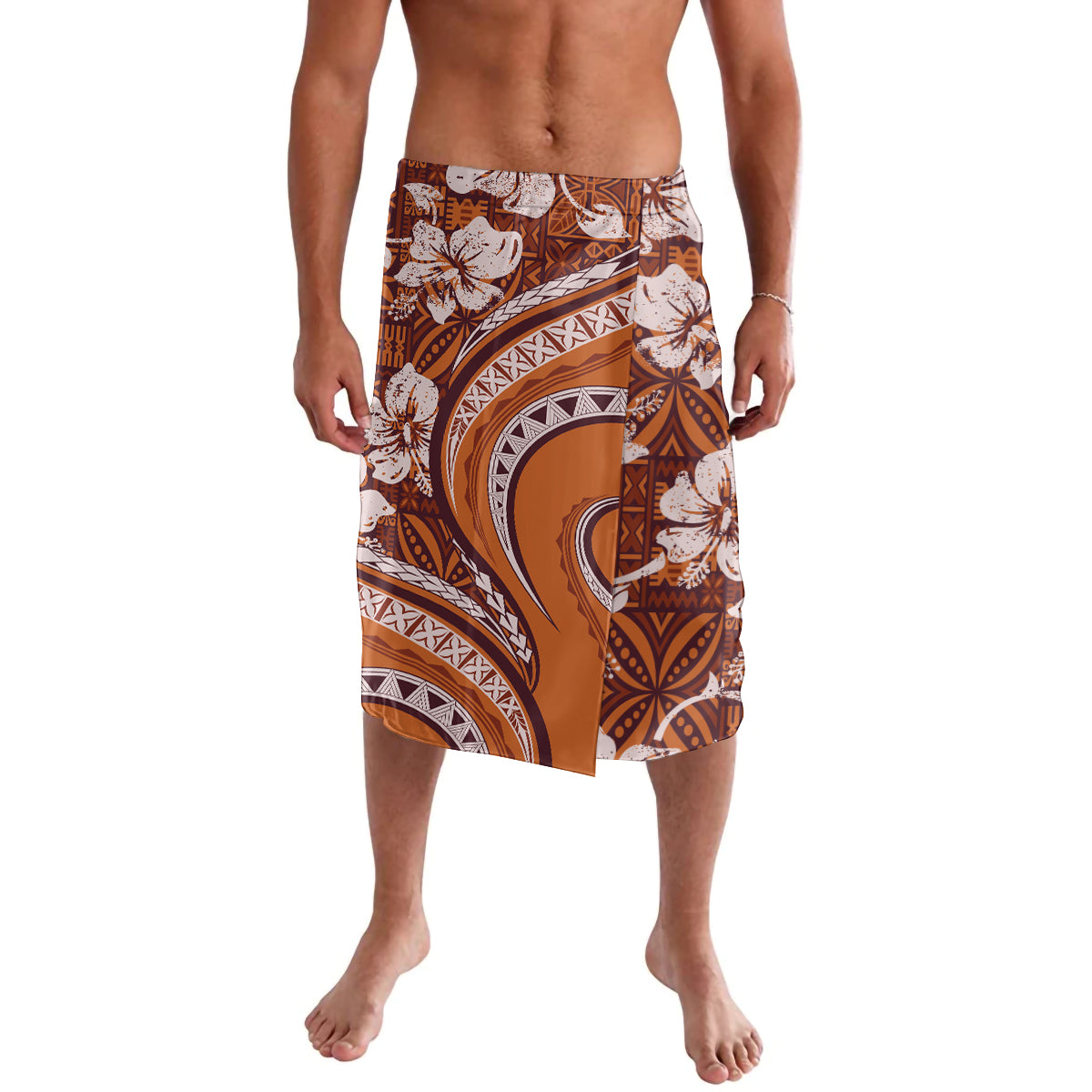 Hawaiian Hibiscus Tribal Vintage Motif Lavalava Ver 5 LT9 Gold - Polynesian Pride