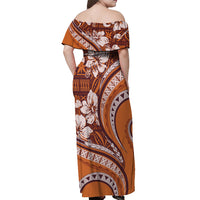 Hawaiian Hibiscus Tribal Vintage Motif Off Shoulder Maxi Dress Ver 5 LT9 - Polynesian Pride