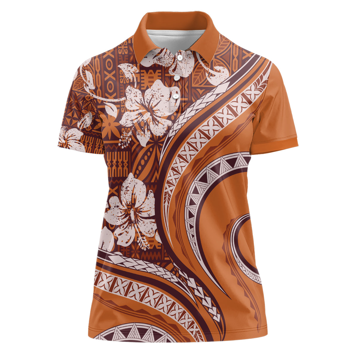 Hawaiian Hibiscus Tribal Vintage Motif Women Polo Shirt Ver 5