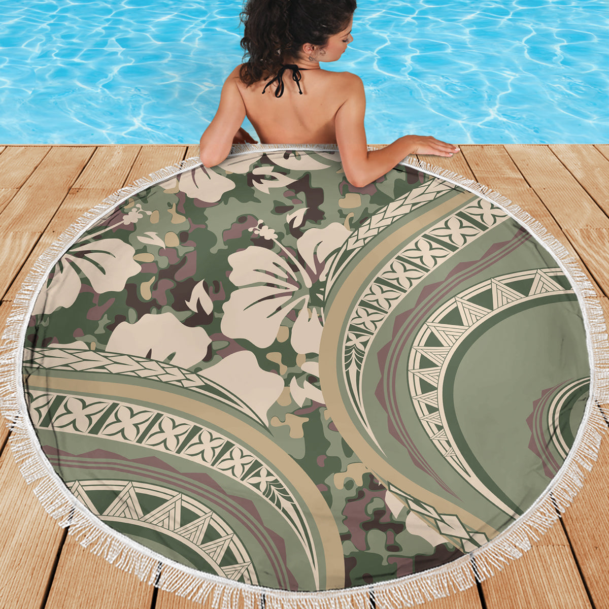 Hawaiian Hibiscus Tribal Vintage Motif Beach Blanket Ver 6 LT9 - Polynesian Pride