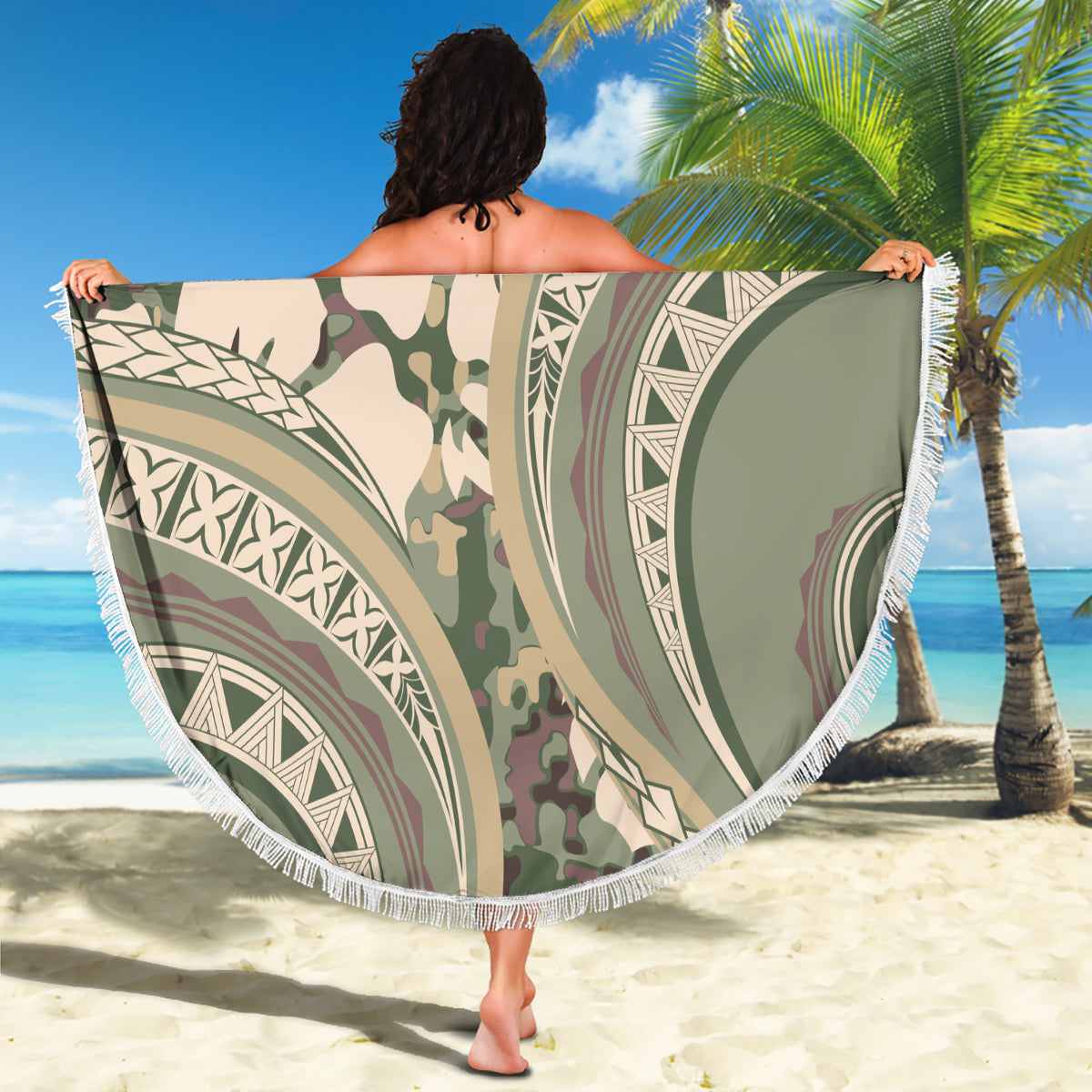 Hawaiian Hibiscus Tribal Vintage Motif Beach Blanket Ver 6 LT9 - Polynesian Pride