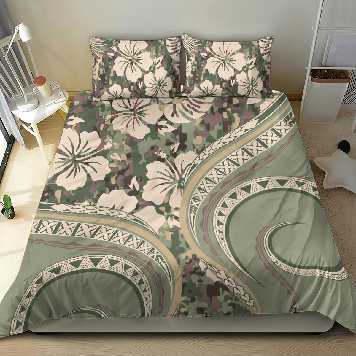 Hawaiian Hibiscus Tribal Vintage Motif Bedding Set Ver 6 LT9 - Polynesian Pride