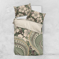Hawaiian Hibiscus Tribal Vintage Motif Bedding Set Ver 6 LT9 US Twin 172cm x 218cm Green Pastel - Polynesian Pride