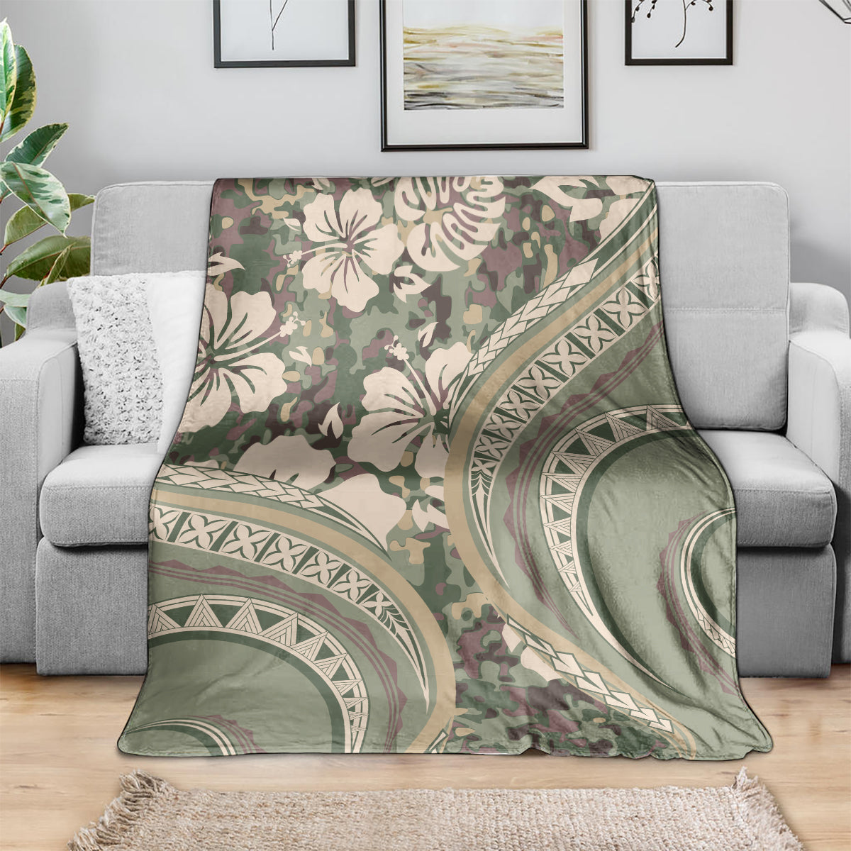 Hawaiian Hibiscus Tribal Vintage Motif Blanket Ver 6 LT9 - Polynesian Pride