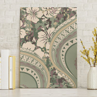 Hawaiian Hibiscus Tribal Vintage Motif Canvas Wall Art Ver 6 LT9 Without Frame Green Pastel - Polynesian Pride