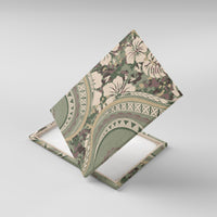 Hawaiian Hibiscus Tribal Vintage Motif Canvas Wall Art Ver 6 LT9 With Frame Green Pastel - Polynesian Pride
