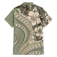 Hawaiian Hibiscus Tribal Vintage Motif Family Matching Off The Shoulder Long Sleeve Dress and Hawaiian Shirt Ver 6