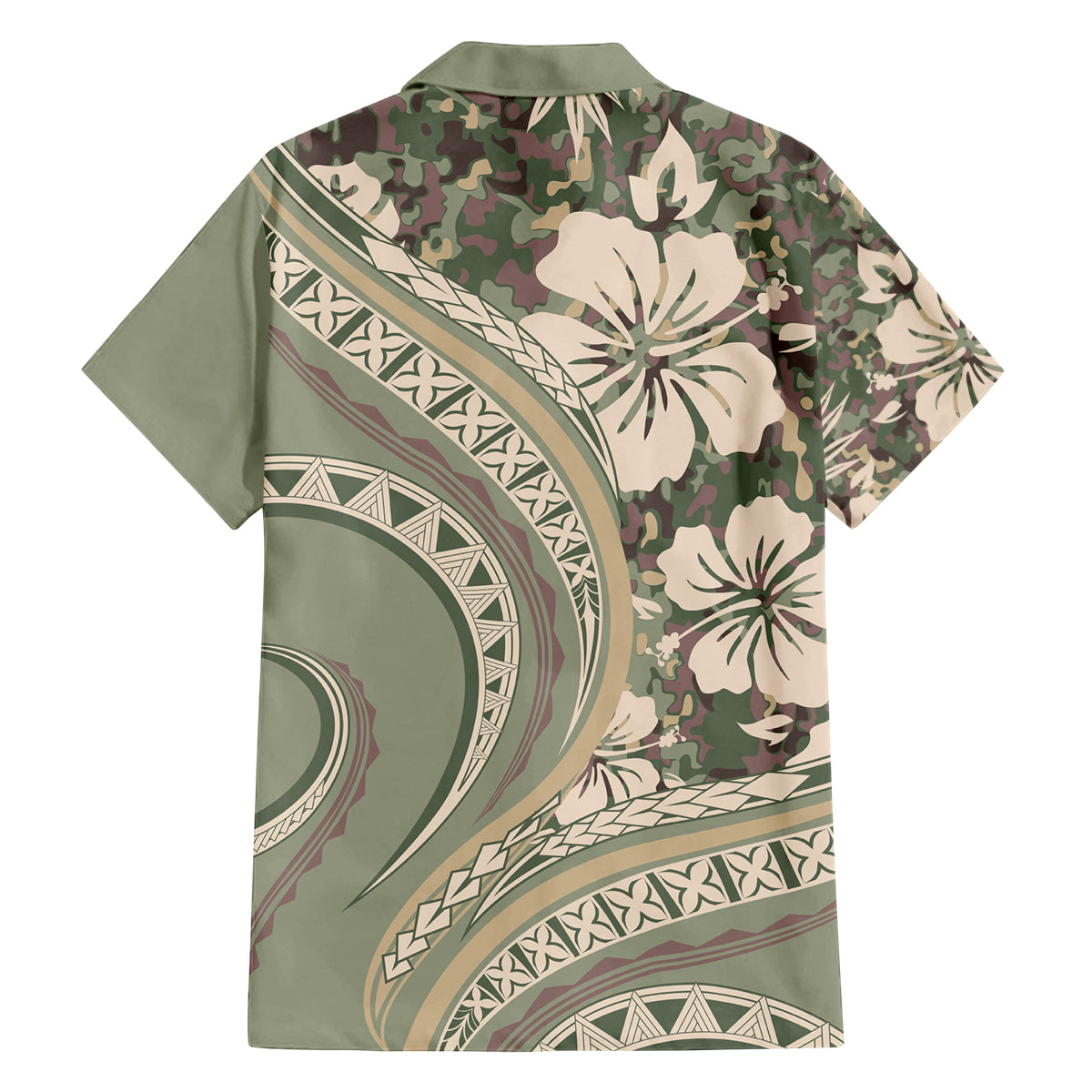 Hawaiian Hibiscus Tribal Vintage Motif Family Matching Off Shoulder Short Dress and Hawaiian Shirt Ver 6