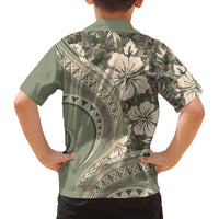 Hawaiian Hibiscus Tribal Vintage Motif Family Matching Tank Maxi Dress and Hawaiian Shirt Ver 6