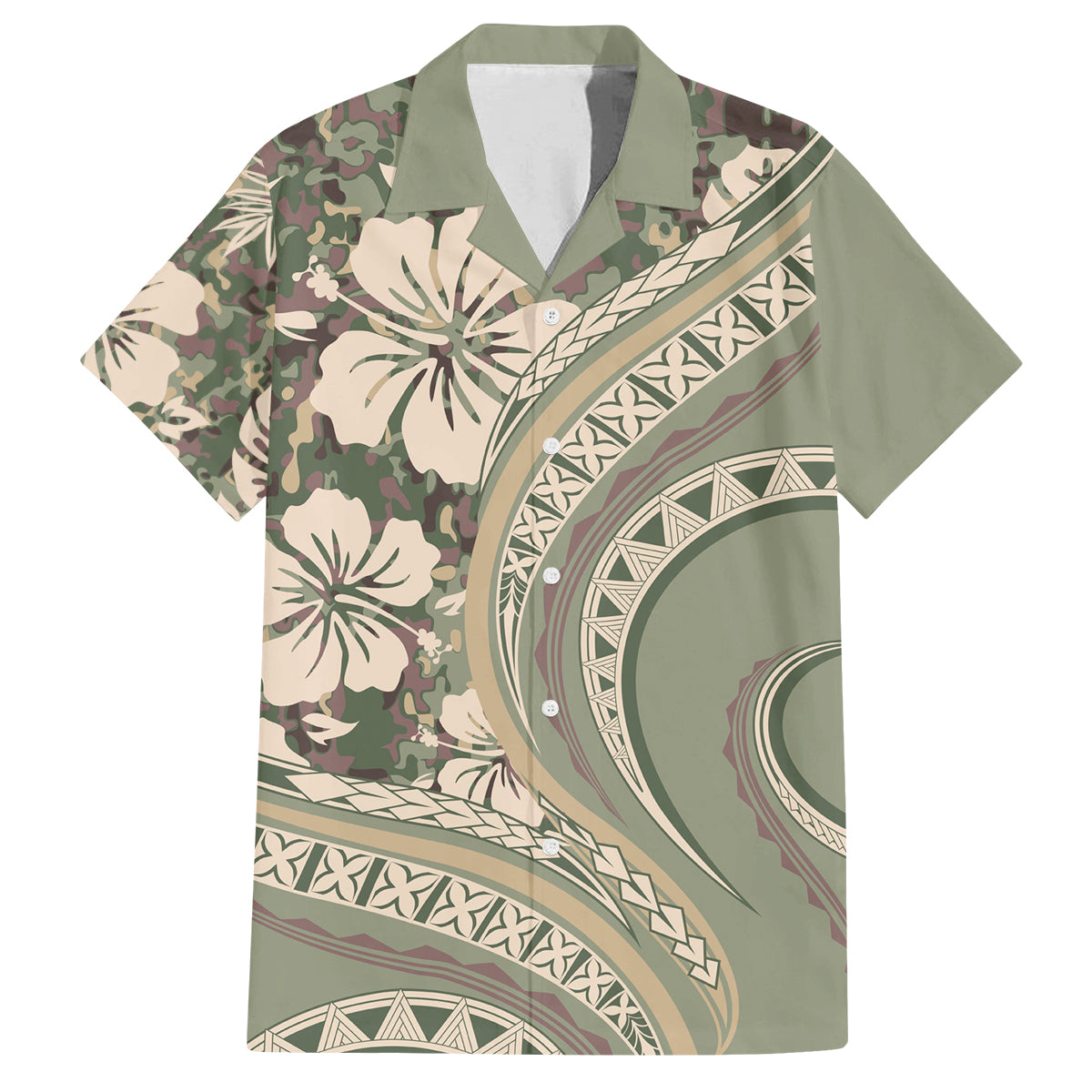 Hawaiian Hibiscus Tribal Vintage Motif Family Matching Tank Maxi Dress and Hawaiian Shirt Ver 6