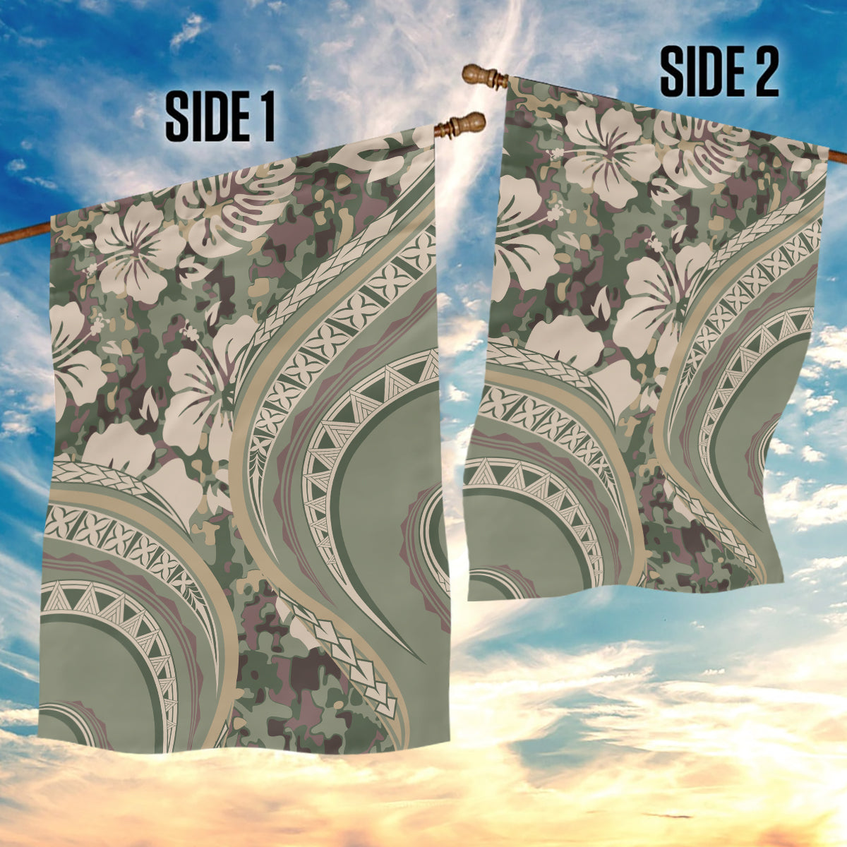 Hawaiian Hibiscus Tribal Vintage Motif Garden Flag Ver 6 LT9 - Polynesian Pride