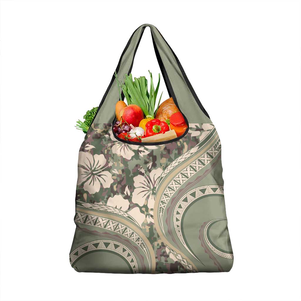 Hawaiian Hibiscus Tribal Vintage Motif Grocery Bag Ver 6 LT9 1-pack One Size Green Pastel - Polynesian Pride