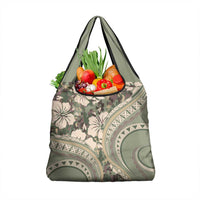Hawaiian Hibiscus Tribal Vintage Motif Grocery Bag Ver 6 LT9 1-pack One Size Green Pastel - Polynesian Pride
