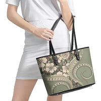 Hawaiian Hibiscus Tribal Vintage Motif Leather Tote Bag Ver 6 LT9 - Polynesian Pride