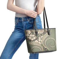 Hawaiian Hibiscus Tribal Vintage Motif Leather Tote Bag Ver 6 LT9 - Polynesian Pride