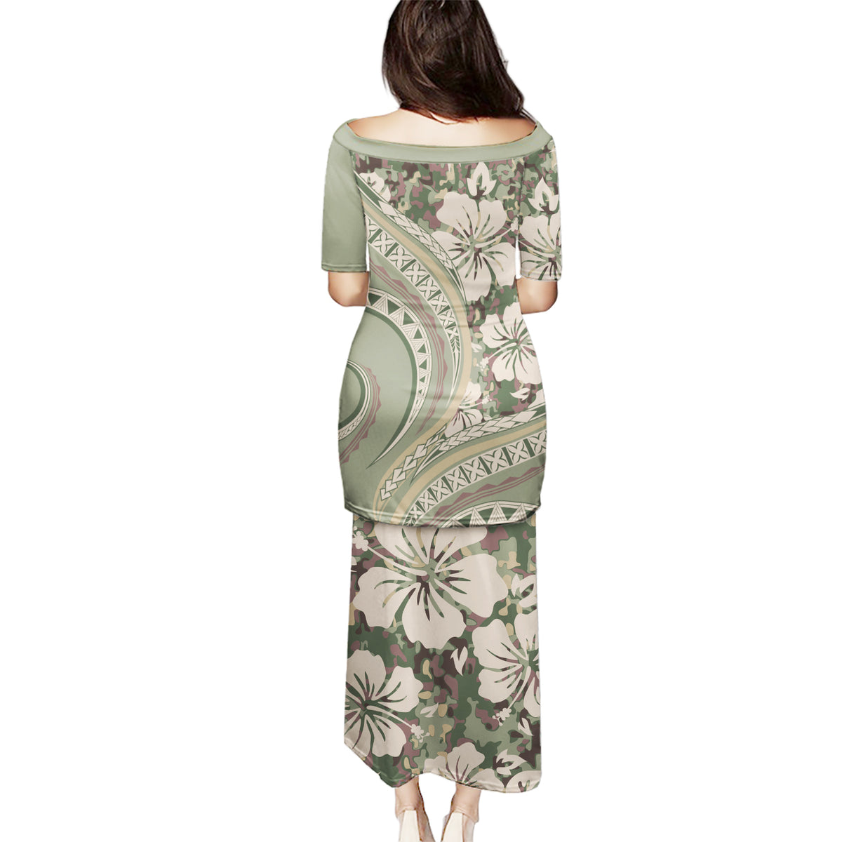 Hawaiian Hibiscus Tribal Vintage Motif Puletasi Ver 6 LT9 - Polynesian Pride
