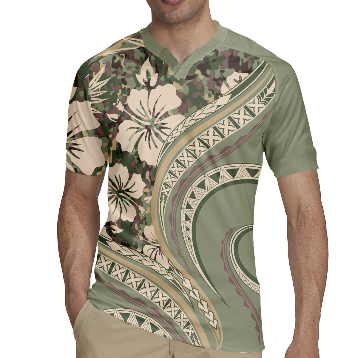 Hawaiian Hibiscus Tribal Vintage Motif Rugby Jersey Ver 6 LT9 - Polynesian Pride