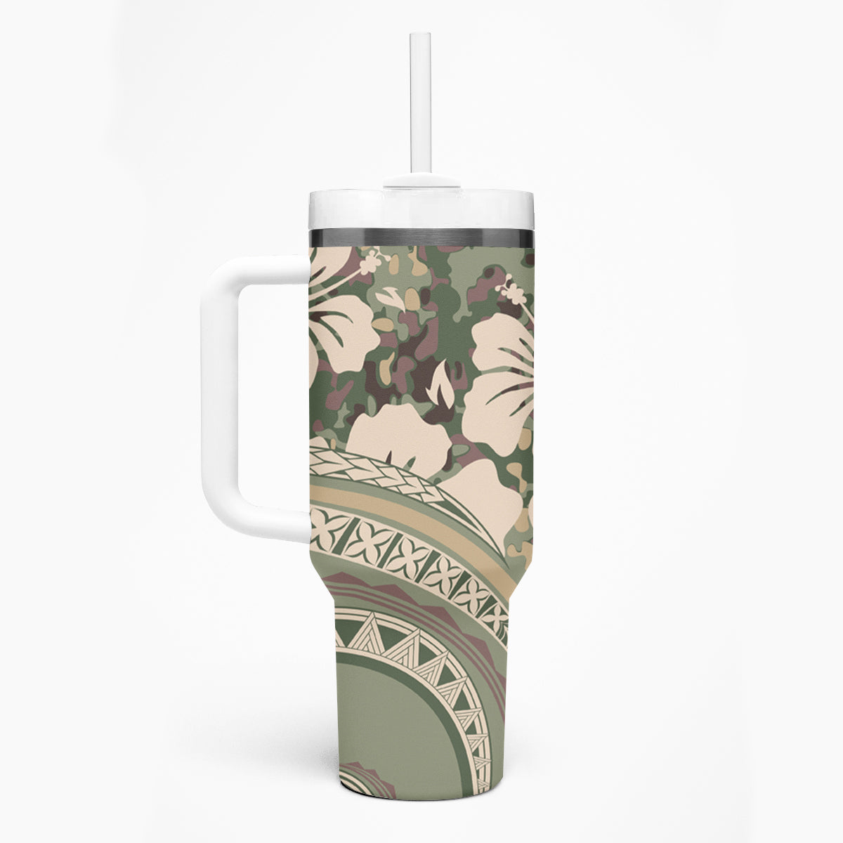 Hawaiian Hibiscus Tribal Vintage Motif Tumbler With Handle Ver 6