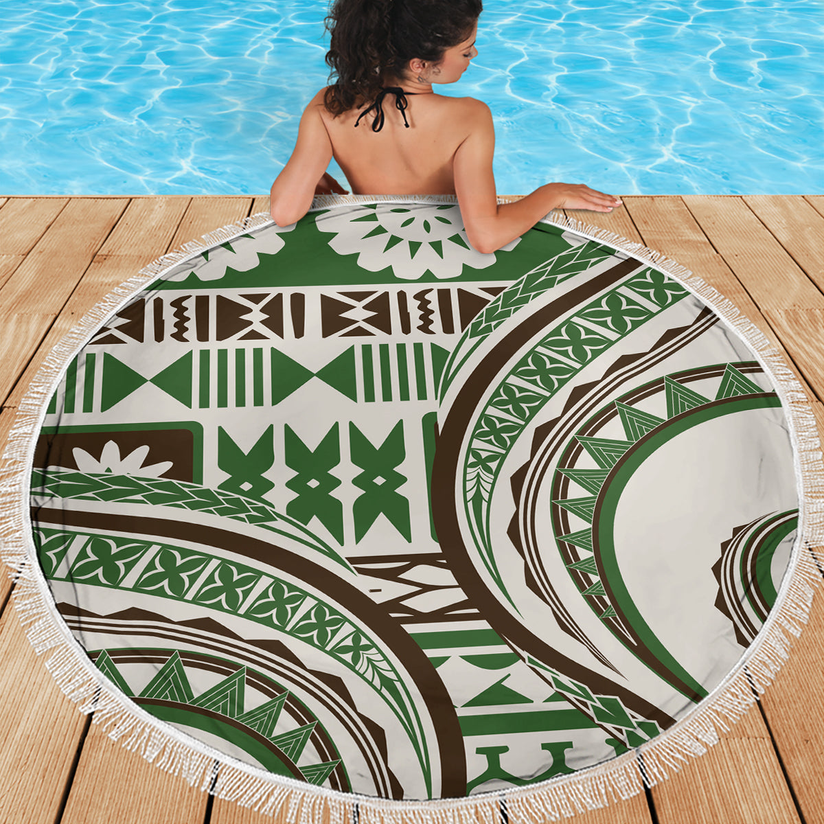 Hawaiian Hibiscus Tribal Vintage Motif Beach Blanket Ver 7 LT9 - Polynesian Pride
