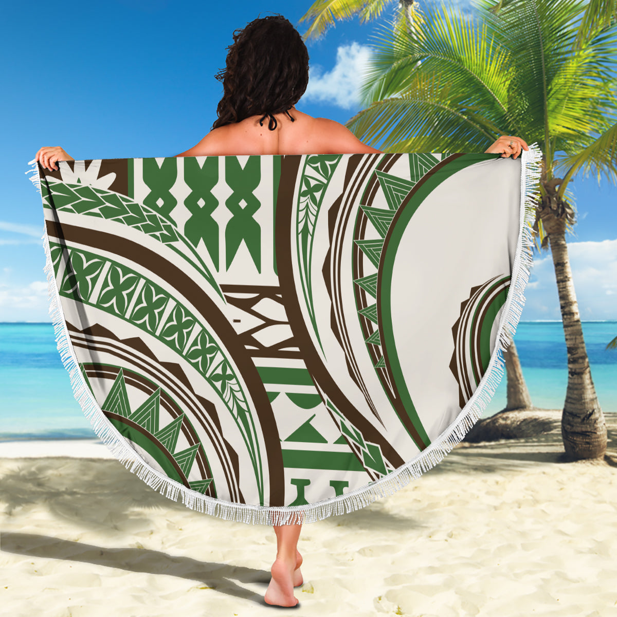 Hawaiian Hibiscus Tribal Vintage Motif Beach Blanket Ver 7 LT9 - Polynesian Pride