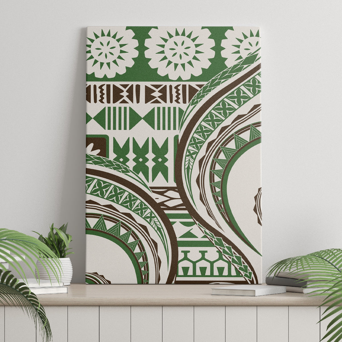 Hawaiian Hibiscus Tribal Vintage Motif Canvas Wall Art Ver 7 LT9 - Polynesian Pride