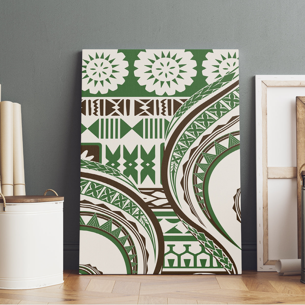 Hawaiian Hibiscus Tribal Vintage Motif Canvas Wall Art Ver 7 LT9 - Polynesian Pride