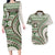 Hawaiian Hibiscus Tribal Vintage Motif Couples Matching Long Sleeve Bodycon Dress and Hawaiian Shirt Ver 7