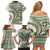 Hawaiian Hibiscus Tribal Vintage Motif Family Matching Off Shoulder Short Dress and Hawaiian Shirt Ver 7